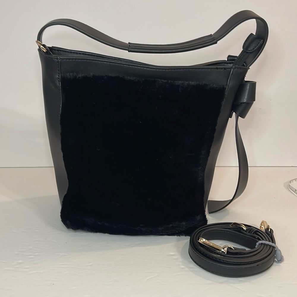 Sondra Roberts Faux Fur and Leather Crossbody Bag